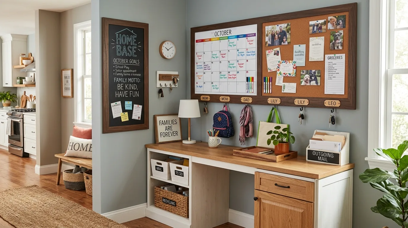 Finish with a hub that feels practical calm and dependable inspiration for a home command center.
